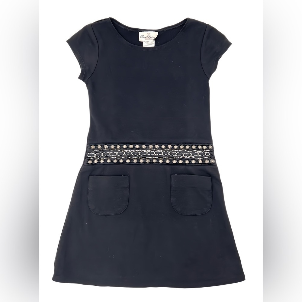 Vintage Rare Edition Black Rockstar Short Sleeve Dress Stud Detail Girls Sz 10